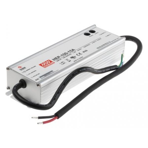 Mean Well HEP-100-15A Enclosed, Switching Power Supply, 15V dc, 6.67A, 100W