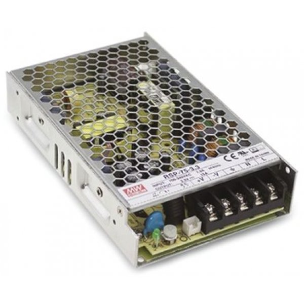 Mean Well RSP-75-15RS Enclosed, Switching Power Supply, 15V dc, 5A, 75W