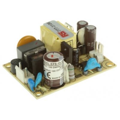 Mean Well EPS-15-12 Open Frame, Switching Power Supply, 12V dc, 1.25A, 15W