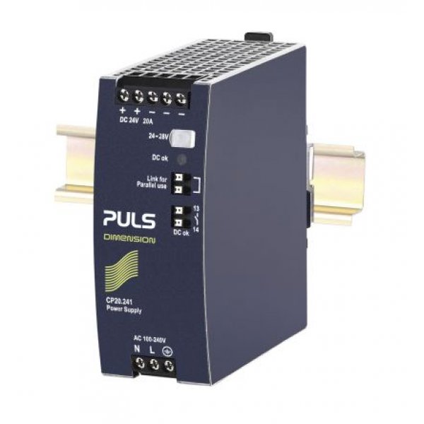 PULS CP20.241 CP Switch Mode DIN Rail Power Supply, 576W, 24V dc/ 20A