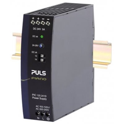 PULS PIC120.241D PIANO Switch Mode DIN Rail Power Supply, 120W, 24V dc/ 5A