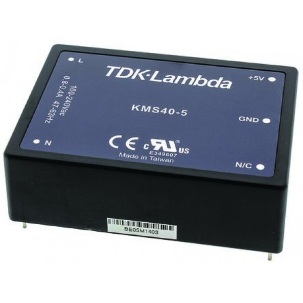TDK-Lambda KMS40-5 Switching Power Supply, 5V dc, 8A, 40W, 1 Output