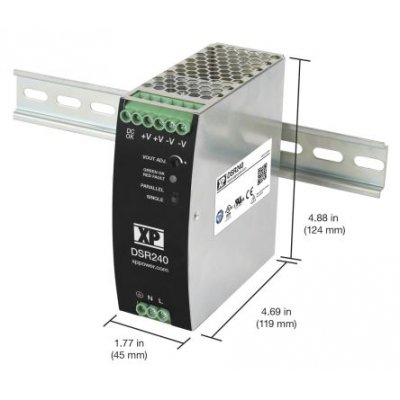 XP Power DSR240PS24 DIN Rail Power Supply, 85 → 264V ac ac Input, 24V dc dc Output