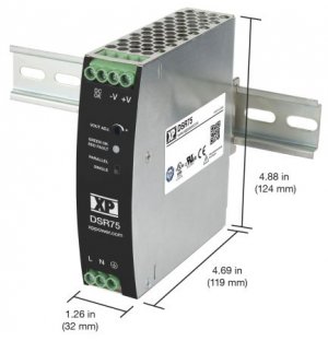 XP Power DSR75PS48 DIN Rail Power Supply, 85 → 264V ac ac Input, 48V dc dc Output