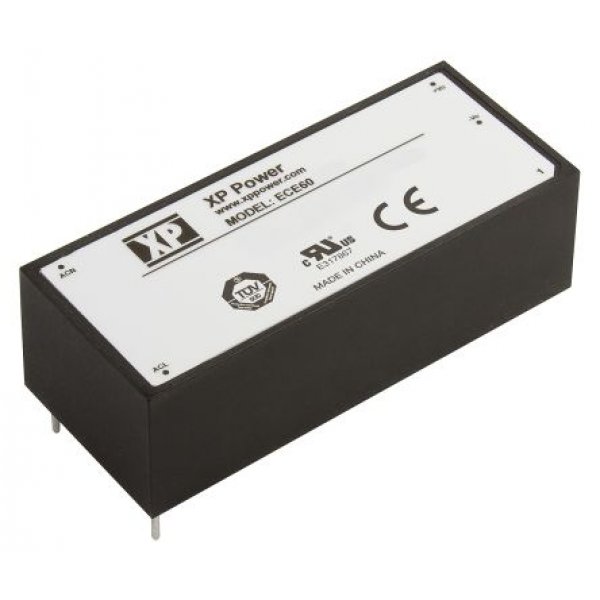 XP Power ECE60US24 Switching Power Supply, 24V dc, 2.5A, 60W, 1 Output