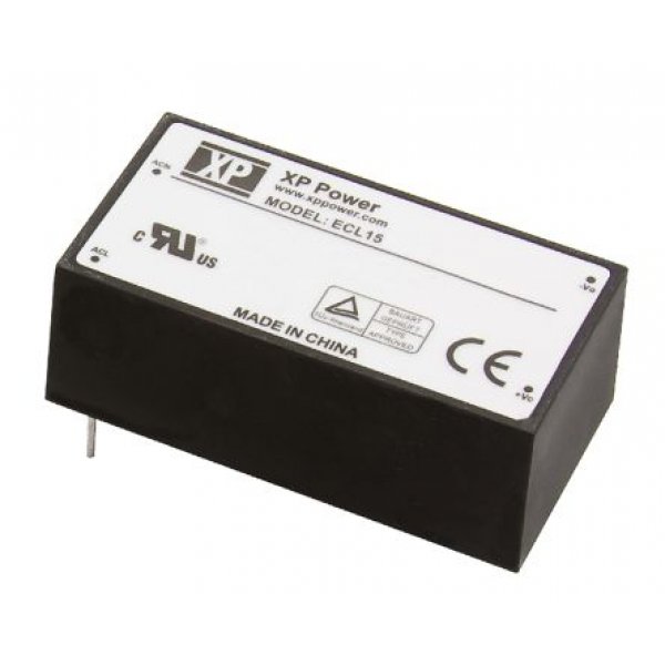 XP Power ECL15UD03-E Switching Power Supply, 5 V dc, 12 V dc, 1.5 A, 625 mA, 15W, Dual Output