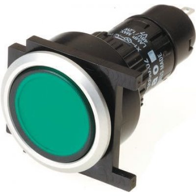EAO 61-0000.02, 61-9642.5, 61.9933.0 Panel Mount Green LED Pilot Light, 16mm Cutout, IP65