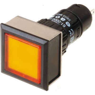 EAO 61-0000.02, 61-9671.4, 61-9930.0 Yellow Pilot Light, 16mm Cutout, IP65, 250 V ac, 5 A