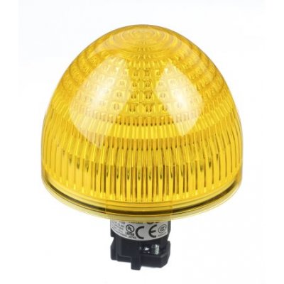 Idec HW1P-5Q4Y Yellow LED Pilot Light Complete, 22mm Cutout, IP65, Dome, 24 V ac/dc