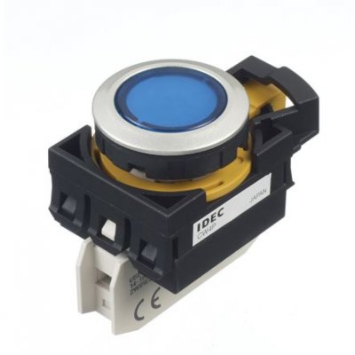 Idec CW4P-1EQM4S Blue LED Pilot Light, 22mm Cutout, IP66, Round, 230 / 240 V ac/dc, 6 A