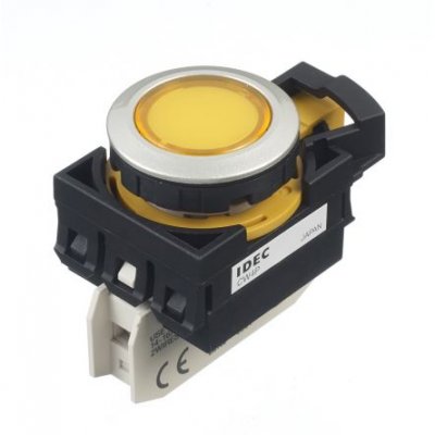 Idec CW4P-1EQM4Y Yellow LED Pilot Light, 22mm Cutout, IP66, Round, 230 / 240 V ac/dc, 6 A