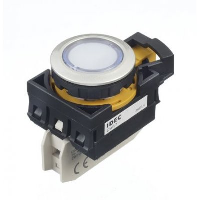 Idec CW4P-1EQ4PW White LED Pilot Light, 22mm Cutout, IP66, Round, 24 V ac/dc, 10 A
