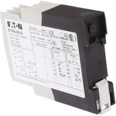 Eaton 031891 ETR4-69-A DIN Rail Multi Function Timer Relay, 24 → 240V ac/dc, SPDT, 0.05s → 100h