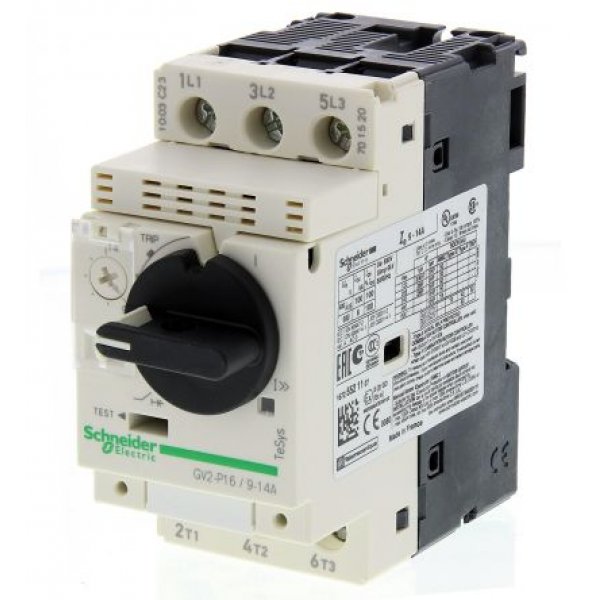 Schneider Electric GV2P16  9 → 14 A TeSys Motor Protection Circuit Breaker