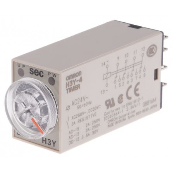 Omron H3Y-4 AC24 60S ON Delay Single Timer Relay