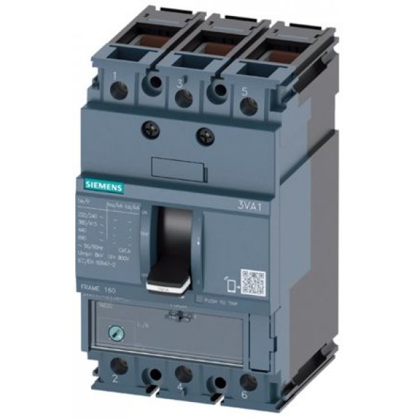 Siemens 3VA1112-3EF36-0AA0 3 125 A MCCB Molded Case Circuit Breaker