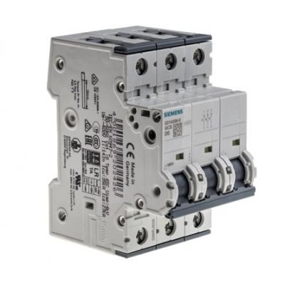 Siemens 5SY4306-8  MCB Mini Circuit Breaker 3P, 6 A, 10 kA, Curve D