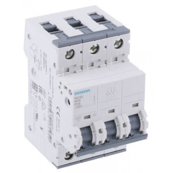 Siemens 5SY4316-7  MCB Mini Circuit Breaker 3P, 16 A, 10 kA, Curve C