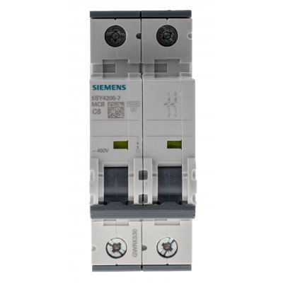 Siemens 5SY4206-7  MCB Mini Circuit Breaker 2P, 6 A, 10 kA, Curve C