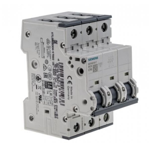 Siemens 5SY4310-7  MCB Mini Circuit Breaker 3P, 10 A, 10 kA, Curve C