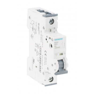Siemens 5SY6104-7  MCB Mini Circuit Breaker 1P, 4 A, 6 kA, Curve C