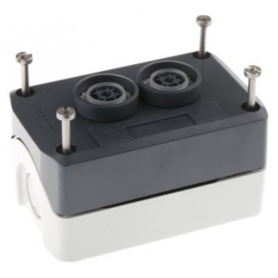 Schneider Electric XALD222E Spring Return Enclosed Push Button, Polycarbonate, Black/White