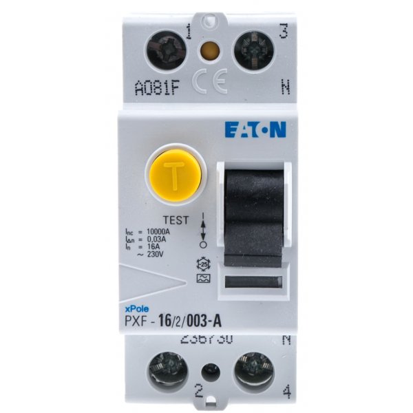 Eaton 236730 2P 16 A, RCD Switch, Trip Sensitivity 30mA, DIN Rail PXF PXF-A