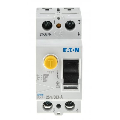 Eaton PXF-25/2/003-A 2P 25 A, RCD Switch, Trip Sensitivity 30mA, DIN Rail PXF PXF-A