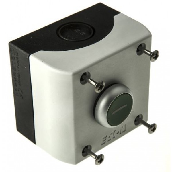 Eaton 216522 M22-D-G-X1/KC11/I Momentary Enclosed Push Button - SPDT, Plastic, 1 Cutouts, Green, I, IP69K