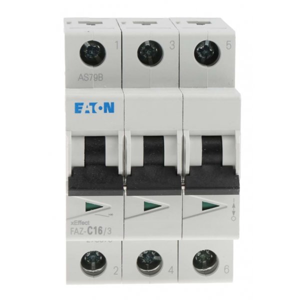 Eaton 278873 FAZ-C16/3 MCB Mini Circuit Breaker 3P, 16 A, 10 kA, Curve C