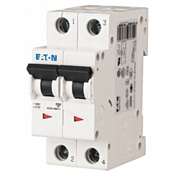 Eaton 239095 FAZ6-C0,5/2 MCB Mini Circuit Breaker 2P, 500 mA, 6 kA, Curve C