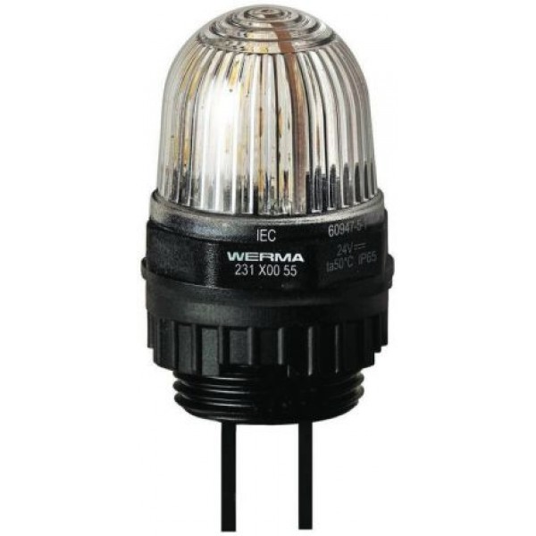 Werma 231.400.55 Series Clear Steady Beacon, 24 V dc, Panel Mount, LED Bulb