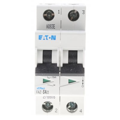 Eaton 278808 FAZ-S4/2 MCB Mini Circuit Breaker 2P, 4 A, 10 kA, Curve S