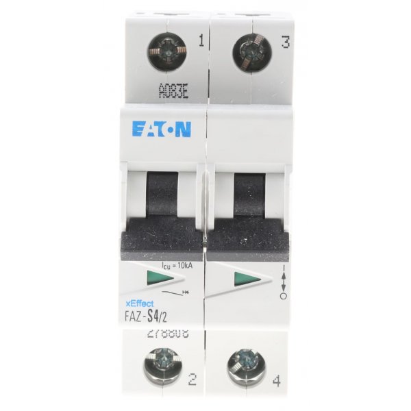 Eaton FAZ-S4/2  MCB Mini Circuit Breaker 2P, 4 A, 10 kA, Curve S