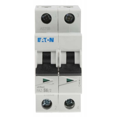 Eaton 278809 FAZ-S6/2 MCB Mini Circuit Breaker 2P, 6 A, 10 kA, Curve S
