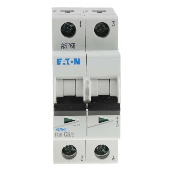 Eaton 239100 FAZ6-C6/2 MCB Mini Circuit Breaker 2P, 6 A, 6 kA, Curve C