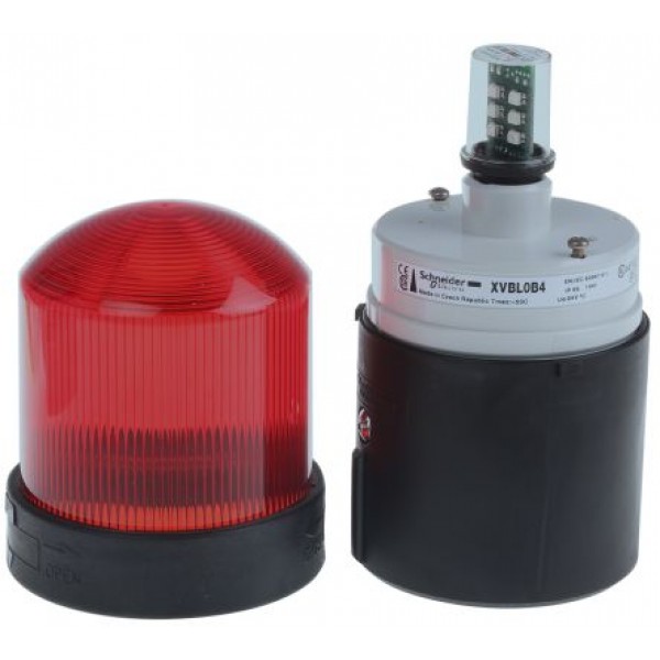 Schneider Electric XVBL0B4 Red Steady Beacon, 24 V ac/dc, Base Mount, LED Bulb