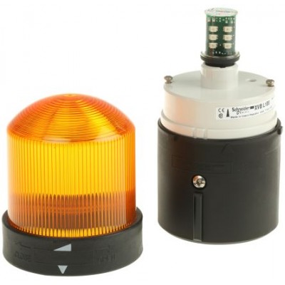 Schneider Electric XVBL1B5 mber Flashing Beacon, 24 V ac/dc, Base Mount, LED Bulb