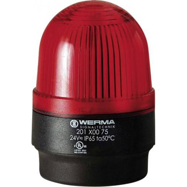 Werma 202.100.55 Series Red Flashing Beacon, 24 V dc, Wall Mount, Xenon Bulb