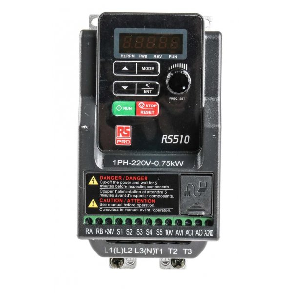 RS PRO 122-3411 Inverter Drive, 1-Phase In, 0.01 → 599Hz Out, 0.75 kW, 230 V ac, 11 A