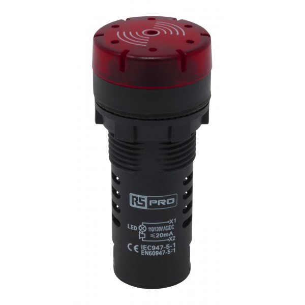 RS PRO 909-2550 Red LED Pilot Light Complete With Sounder 22mm
