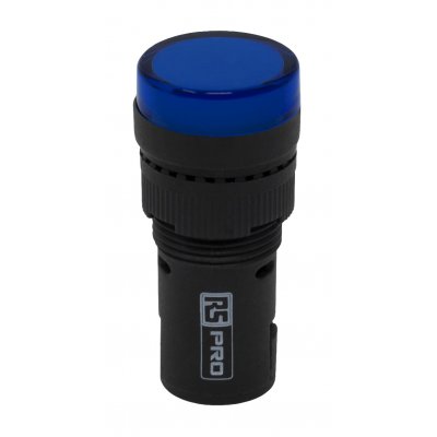 RS PRO 909-2427  Blue LED Pilot Light, 16mm Cutout, IP40, Round, 120 V ac/dc, 20 mA