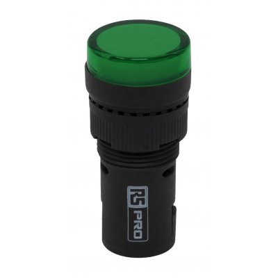 RS PRO 909-2433 Green LED Pilot Light, 16mm Cutout, IP40, Round, 24 V ac/dc, 20 mA
