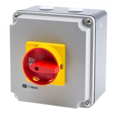 RS PRO 773-8008 4 Pole Panel Mount Non Fused Isolator Switch, 63 A, 30 kW, IP65