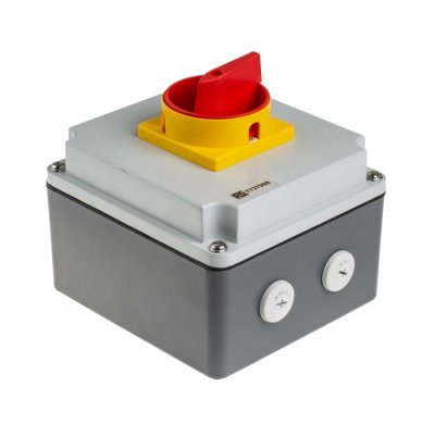 RS PRO 773-7998 4 Pole Panel Mount Non Fused Isolator Switch, 25 A, 11 kW, IP65