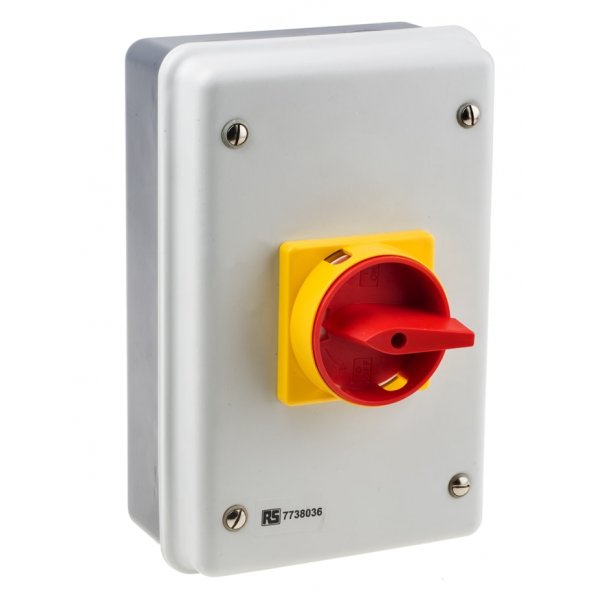 RS PRO 773-8036 4 Pole Panel Mount Non Fused Isolator Switch, 63 A, 18.5 kW, IP54