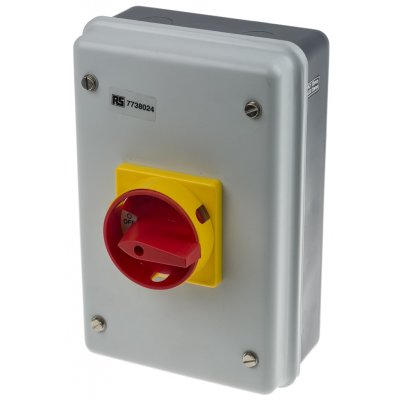 RS PRO 773-8024 4 Pole Panel Mount Non Fused Isolator Switch, 32 A, 18.5 kW, IP54