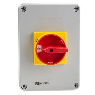 RS PRO 773-7973 4 Pole Panel Mount Non Fused Isolator Switch, 40 A, 18.5 kW, IP65