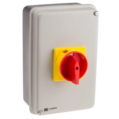 RS PRO 773-8002 3 Pole Panel Mount Non Fused Isolator Switch, 25 A, 11 kW, IP54