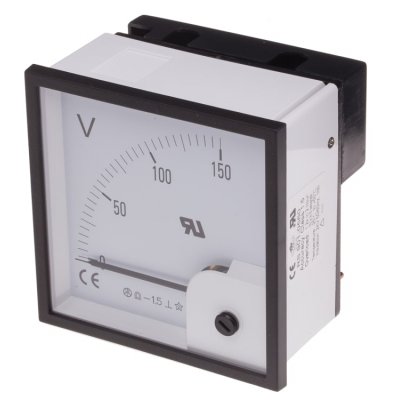 RS PRO 901-0560  DC Analogue Panel Voltmeter, 150V, 90.5 x 90.5 mm, ±1.5 % Accuracy